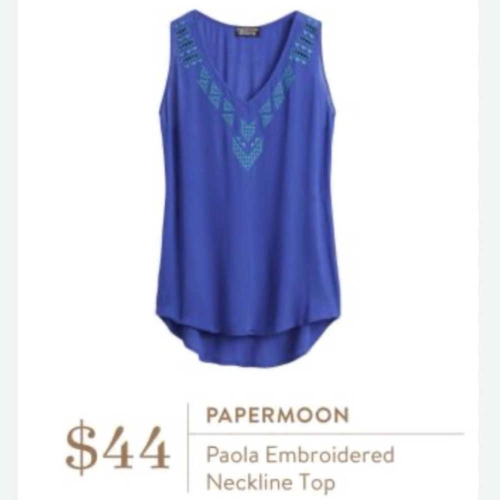 Papermoon Paula Embroidered Neckline Tank Blouse Top Size Small